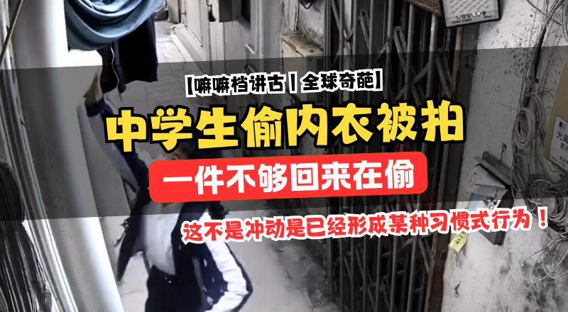 香港一名中学生偷取村屋晾晒内衣裤被闭路电视拍下！